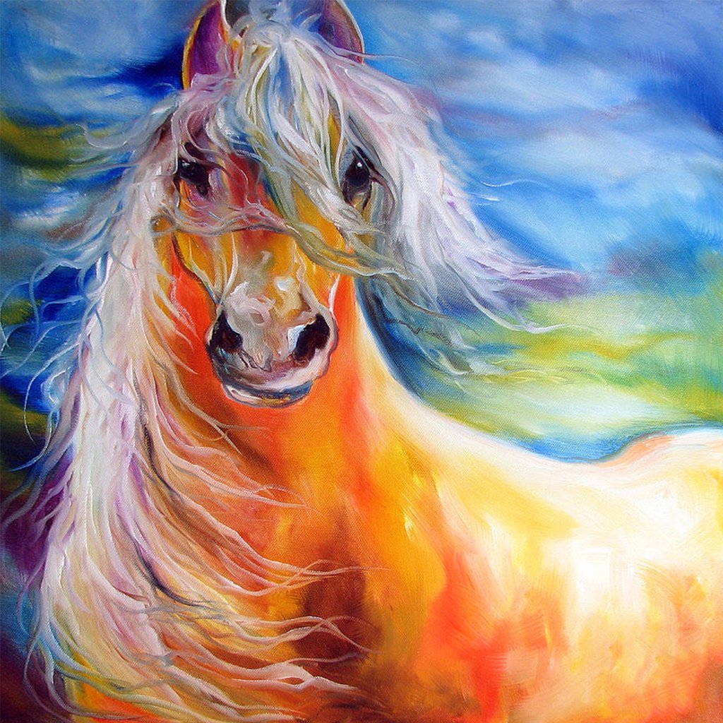 White Impressionist Horse - Diamond Paintings 
