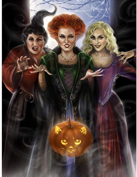 5D Diamond Painting Three Pumpkin Witches Paint with Diamonds Art Crystal Craft Decor