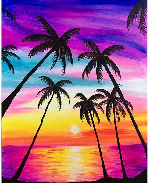 5D Diamond Painting Rainbow and palm trees Paint with Diamonds Art Crystal Craft Decor AH2275