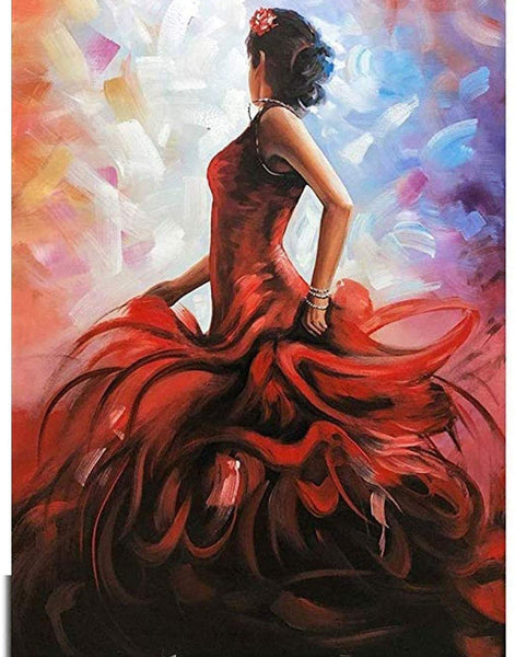 5D Diamond PaintingBeauty in Red Dress Painting Paint with Diamonds Art Crystal Craft Decor HZ1008