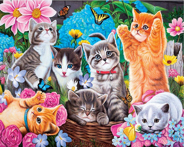 5D Diamond Painting Garden Cat Paint with Diamonds Art Crystal Craft Decor UH2826