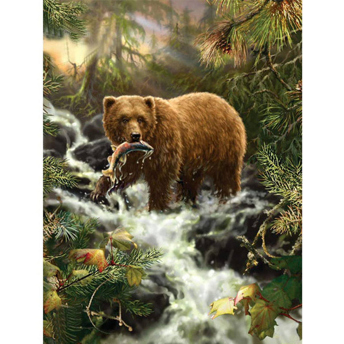Bear Hunting Fish Diamond Painting, Diamond Painting Canada
