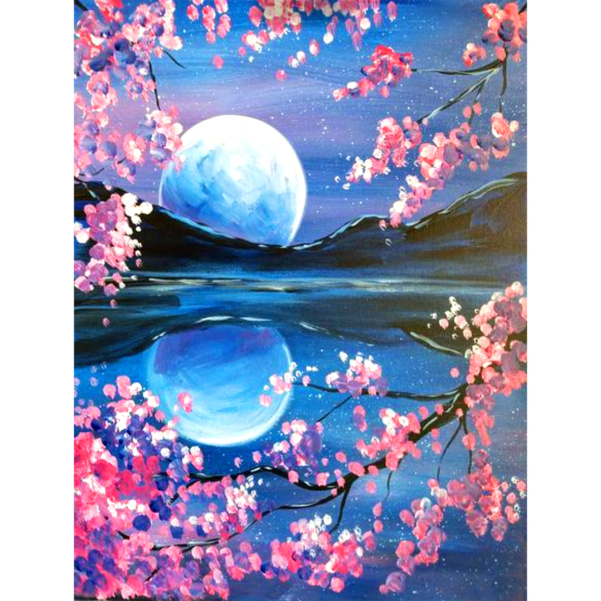 Moon Reflection Cherry Tree 5D Diamond Painting -  –  Five Diamond Painting