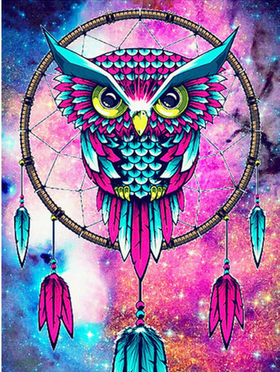 Completed Colourful Night Owl 5D Diamond Art Painting. home Decor/gift 