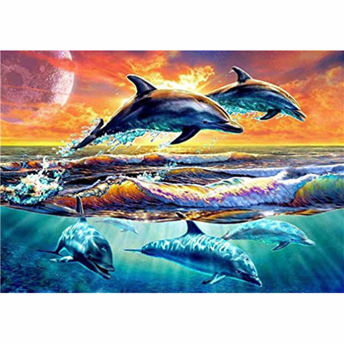 5D Diamond Painting Double Jump Dolphins Kit