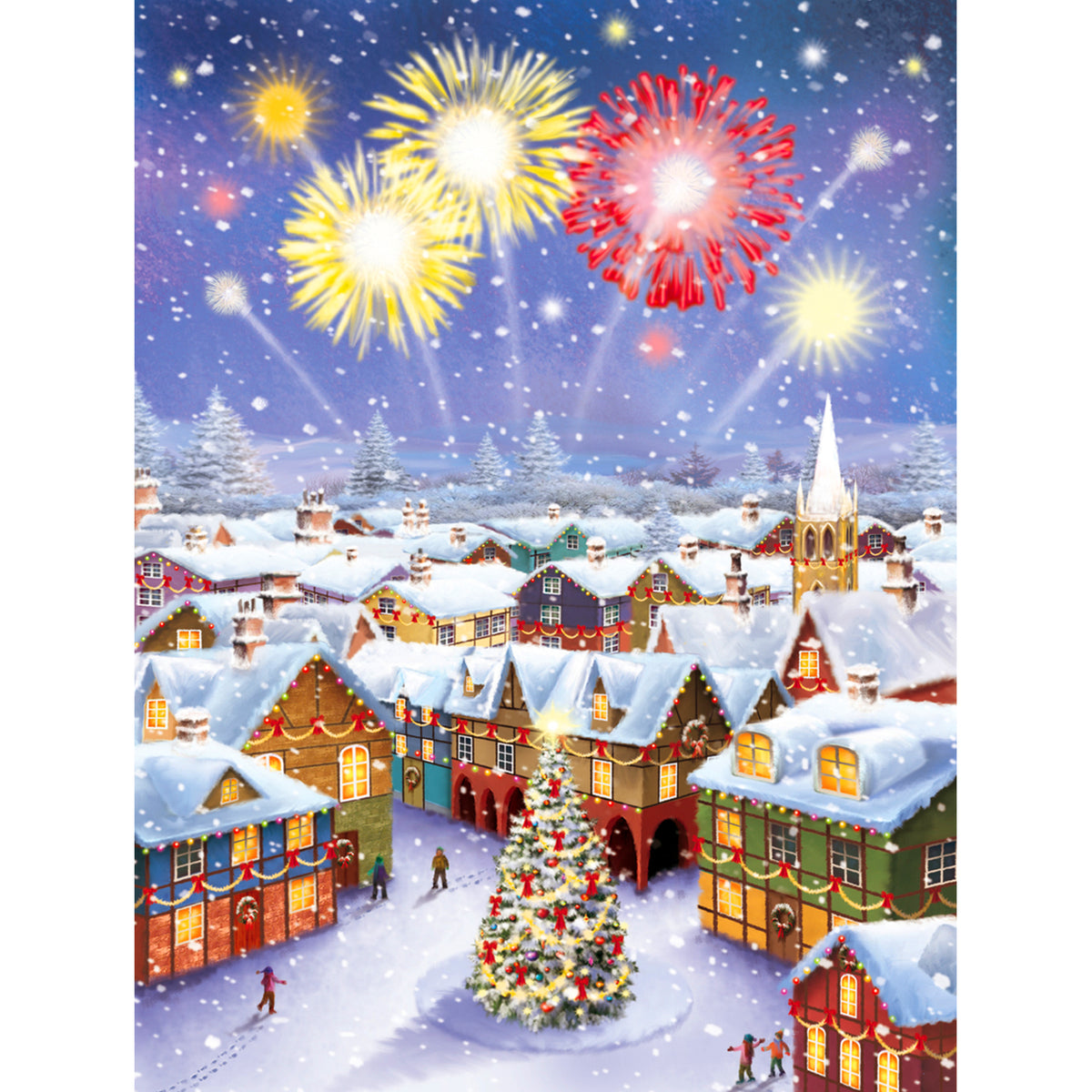 Christmas Fireworks Sky Town 5D Diamond Painting -  –  Five Diamond Painting