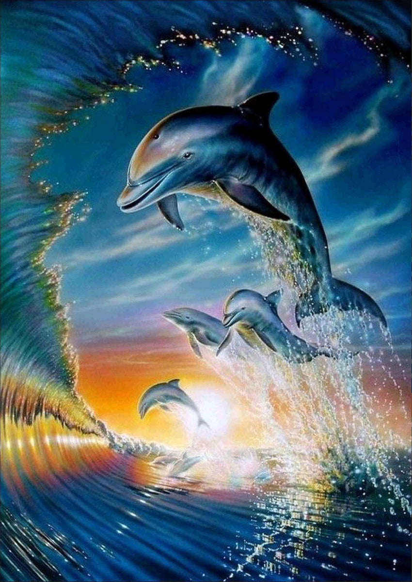 Dolphin On Waves - Paint By Number - Painting By Numbers