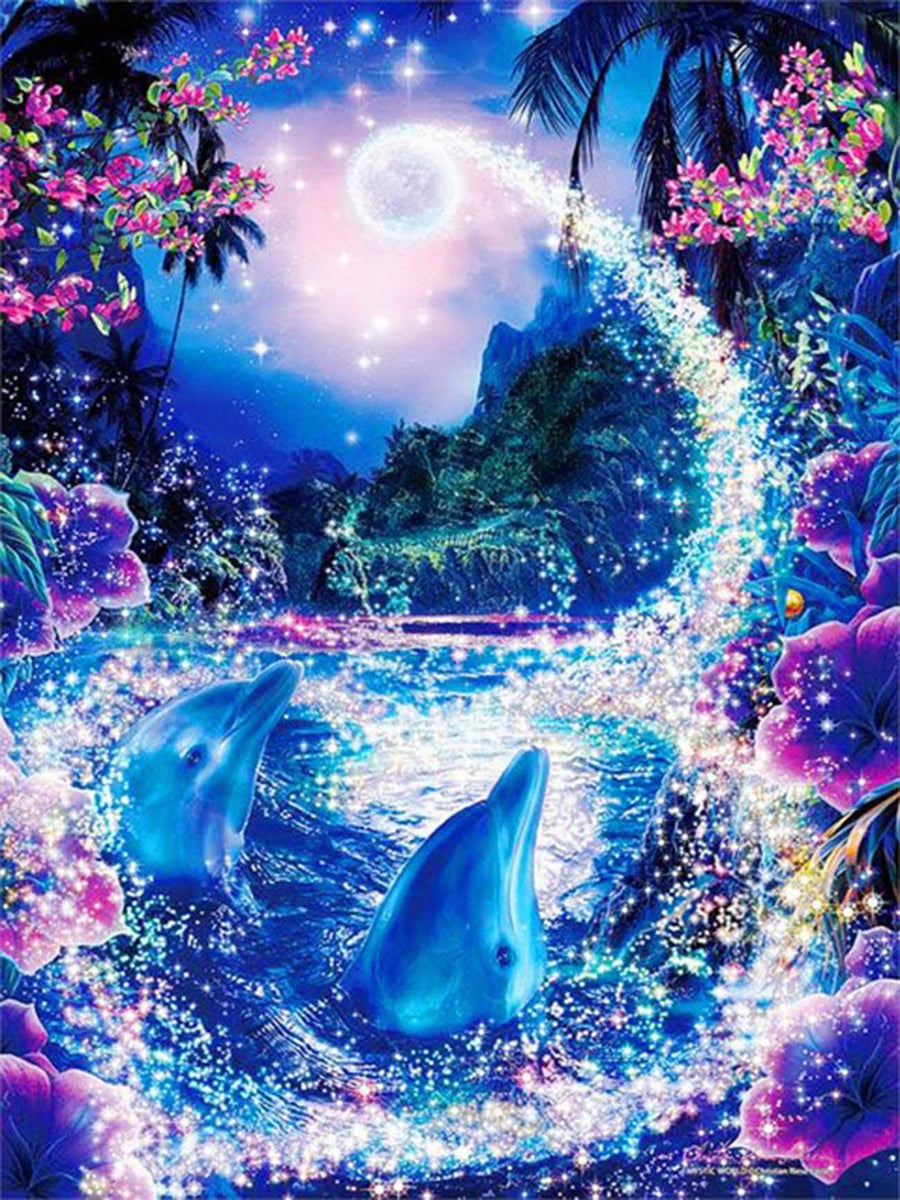 5D Diamond Painting Five Dolphins Kit