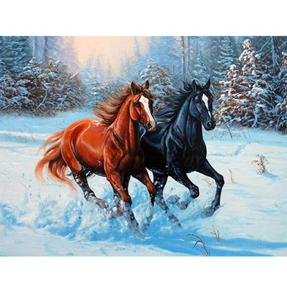 DIY 5D Diamond Painting Horse by Number Kits Winter Snow Paint with Diamond  Art