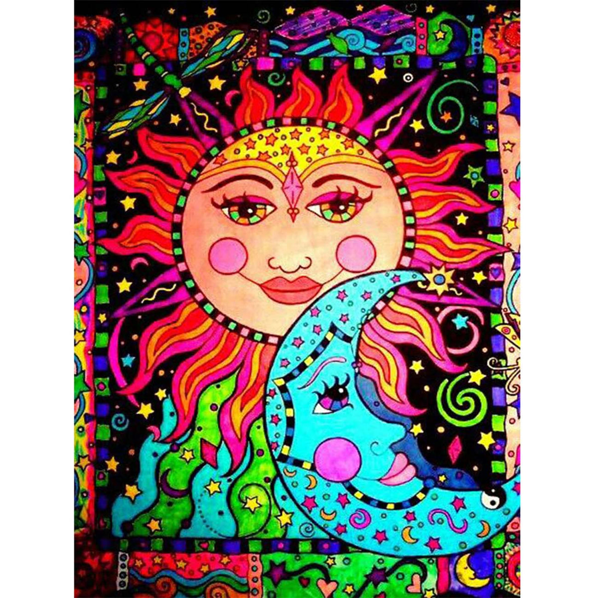 Sun and Moon Pattern Abstract Flower 5D Diamond Painting