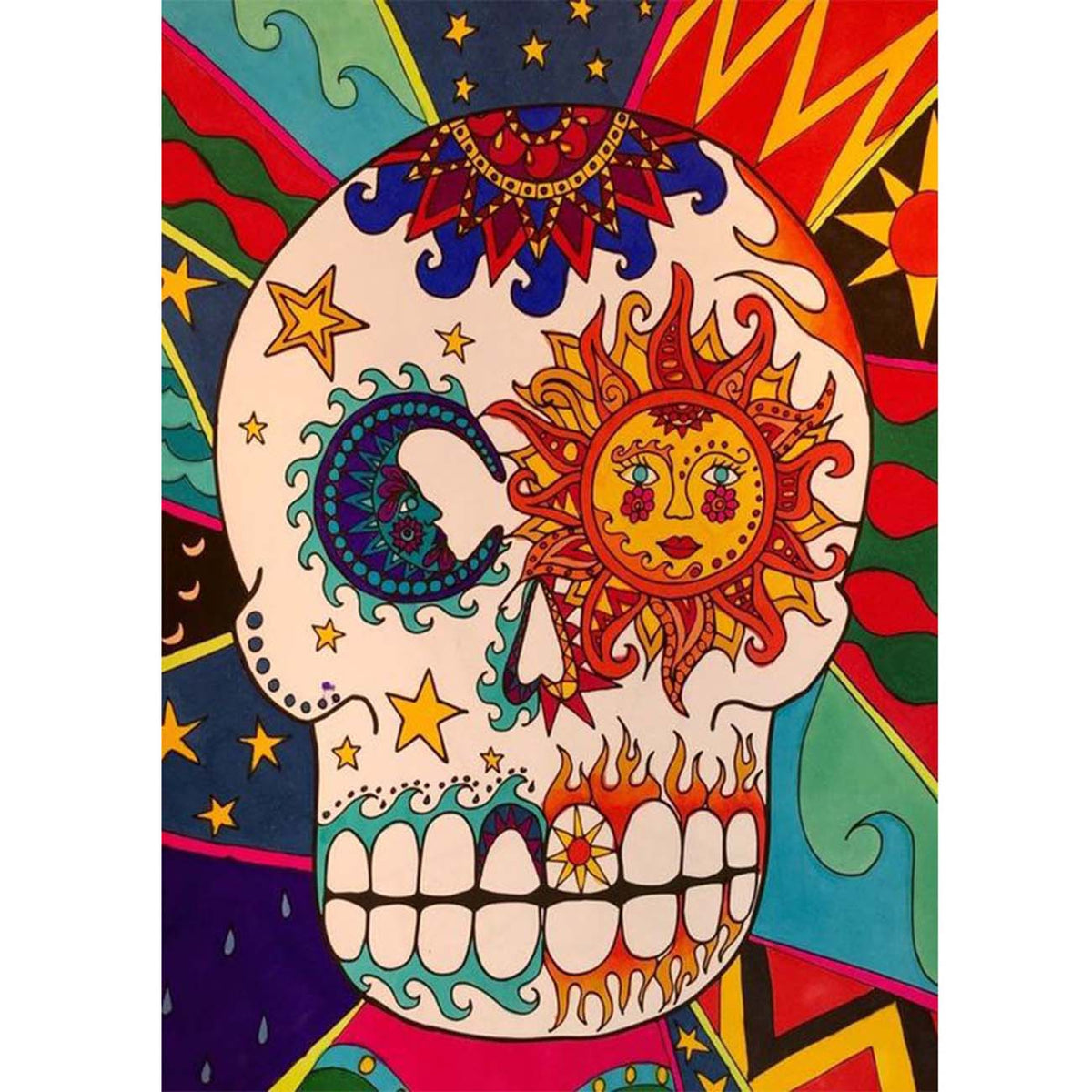  Adult Diamond Art Painting Kit - Colorful Flower Skull