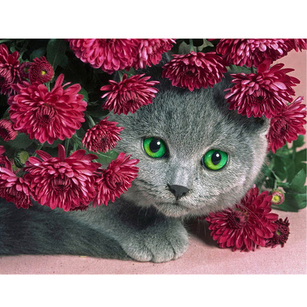 5D Diamond Painting flower cat Paint with Diamonds Art Crystal Craft Decor AH2012