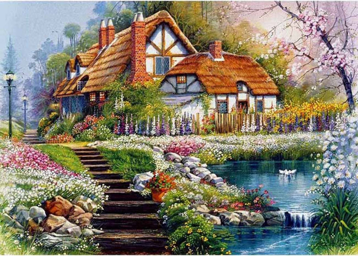 5D Full Diamond Painting on Clearance Lady In Garden Landscape DIY