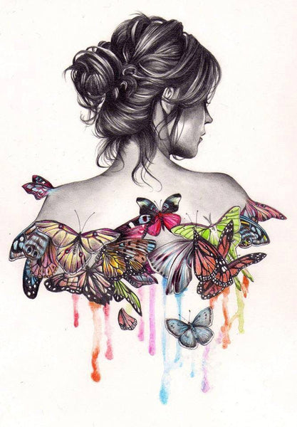5D Diamond Painting Butterfly girl with full back Paint with Diamonds Art Crystal Craft Decor