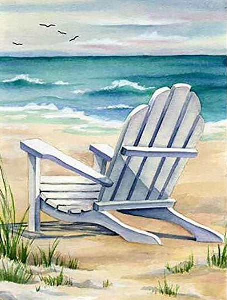 5D Diamond Painting Deck Chairs On The Beach Paint with Diamonds Art Crystal Craft Decor
