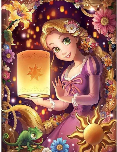 5D Diamond Painting Rapunzel and Flowers Paint with Diamonds Art Crystal Craft Decor