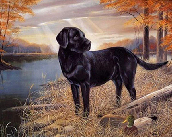5D Diamond Painting The dog by the lake Paint with Diamonds Art Crystal Craft Decor