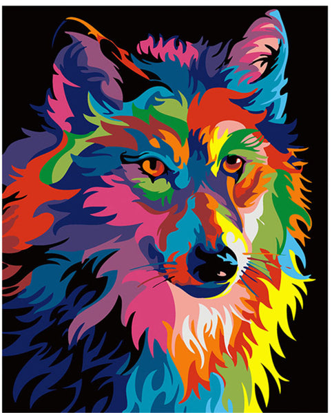 5D Diamond Painting  Colorful Wolf Paint with Diamonds Art Crystal Craft Decor