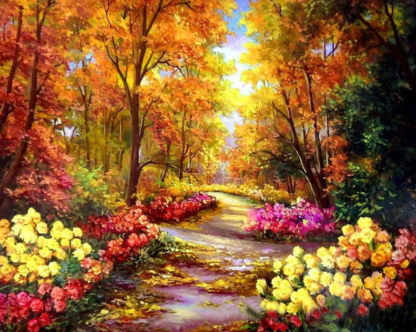 5D Diamond Painting Autumn Forest And Flowers Paint with Diamonds Art Crystal Craft Decor