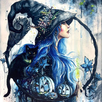 5D Diamond Painting Halloween Witch And Pumpkin Paint with Diamonds Art Crystal Craft Decor
