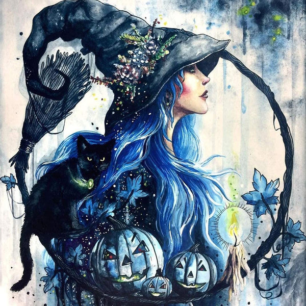 5D Diamond Painting Halloween Witch And Pumpkin Paint with Diamonds Art Crystal Craft Decor