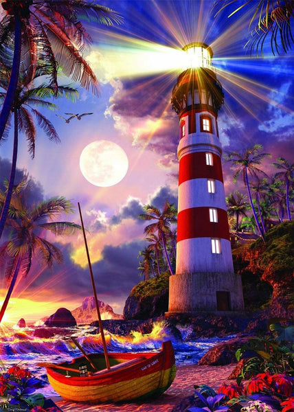5D Diamond Painting Lighthouse and Boat Paint with Diamonds Art Crystal Craft Decor