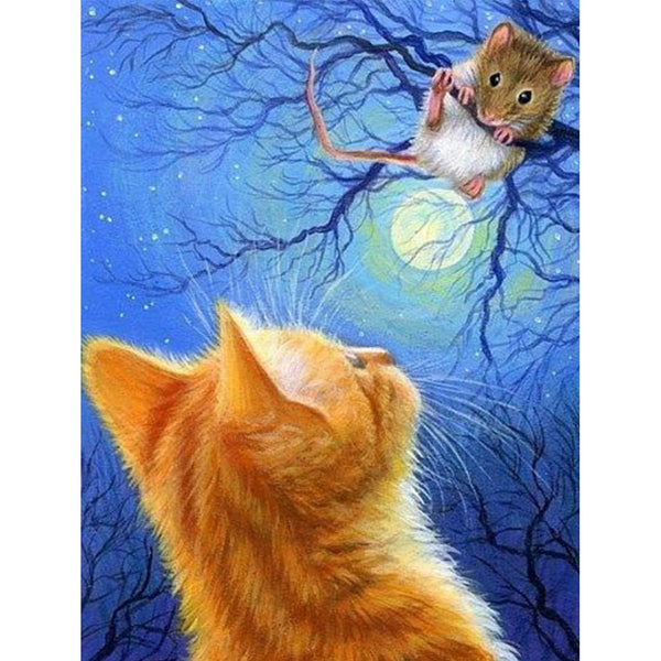 5D Diamond Painting cat and mouse and mouse Paint with Diamonds Art Crystal Craft Decor AH2021