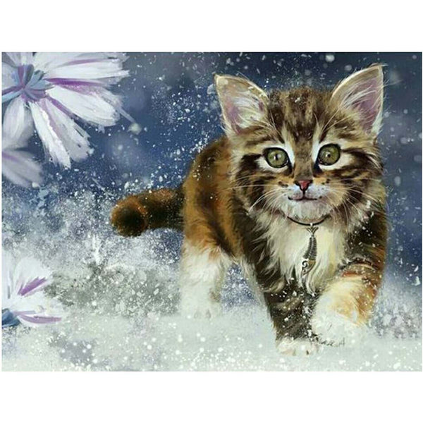 Crystal Art Cat Among the Flowers Card Diamond Painting