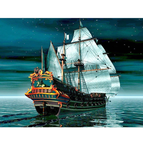 5D Diamond Painting Pirate Ship in a Bottle Kit