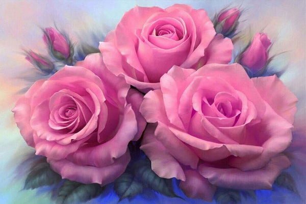 4 Pack 5D Diamond Painting Pink Rose Flower Pattern Paint with Diamond –  Five Diamond Painting