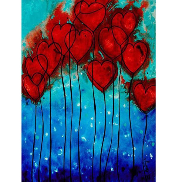 5d Diamond Art Heart Shaped Tree Red Foliage Valentines,Diamond