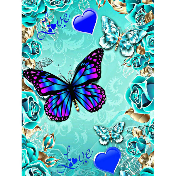 Diamond Painting - Blue Butterfly and Flowers – Figured'Art
