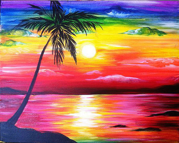 5D Diamond Painting coconut tree beach Paint with Diamonds Art Crystal Craft Decor AH2265