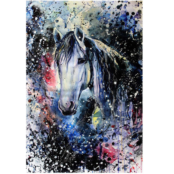 Black and White Horse by the Sea 5D Diamond Painting -   – Five Diamond Painting