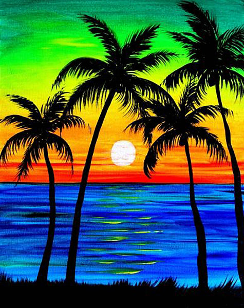 Seaside Color Tree Diamond Painting Large Abstract Love Trees Diy