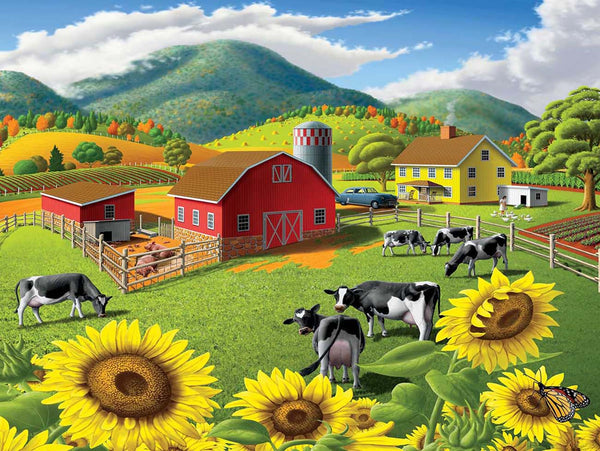 Cow Diamond Painting, Today is A Good Day, Farm Animal Painting, Farm  Picture, Barnyard Cow, Cow With Sunflowers, Black and Whitw Cow 