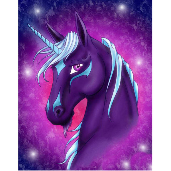 Noche Purple Unicorn Horse Diamond Painting Kits,5D Crystal Gem Paste Craft  Animal Horse Art,Suitable for Beginner Home Decor Cafe Decor and Other