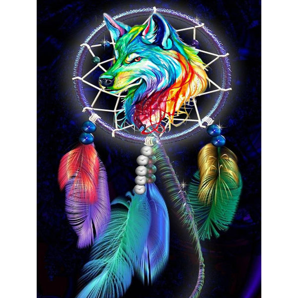 Color Wolf and Dream Catcher 5D Diamond Painting -  –  Five Diamond Painting