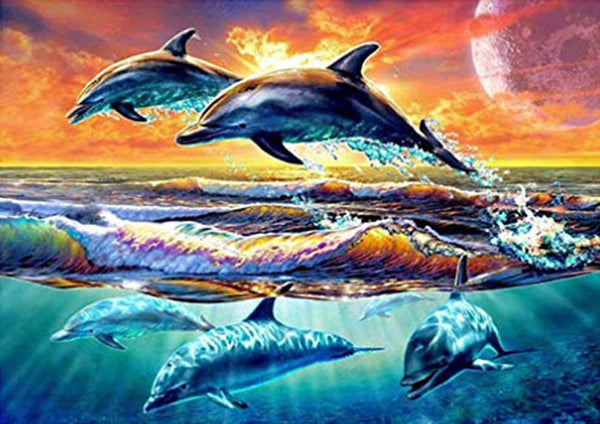 The Waves of the Sea Dolphins 5D Diamond Painting