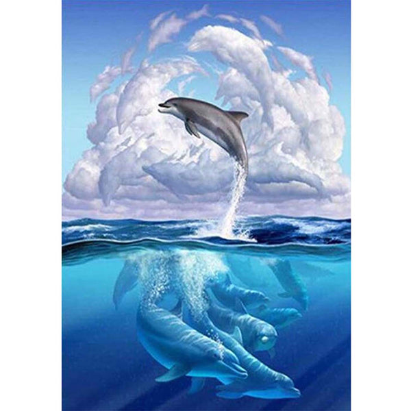  Snuqevc Fantasy Dolphin Diamond Painting, Adult Diamond Painting  Kits Cute Animal Art Crystal Embroidery Painting, 20x24inch Living Room  Decorn Bedroom Decor, Decoration Gift