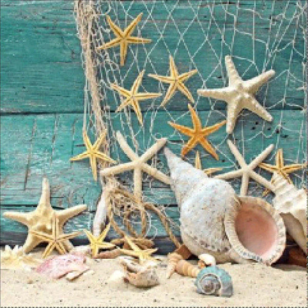 Quitedew Beach Diamond Painting Scenery,Beach Diamond Art Shell,Seaside  Diamond Painting Starfish Conch,5D Diamond Painting Kits
