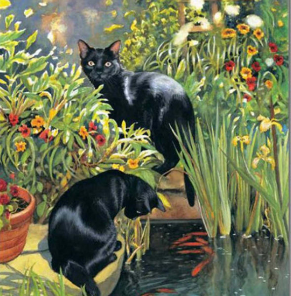 Diamond Painting Black Dog In Garden 