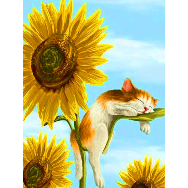 Aesthetic Cat And Sunflower Diamond Painting 
