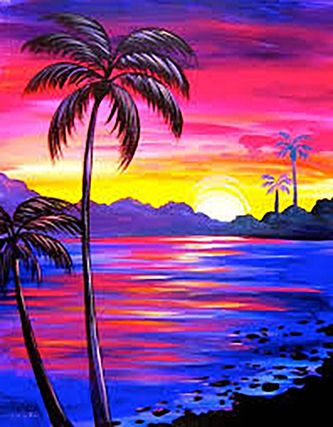 5D Diamond Painting coconut tree beach Paint with Diamonds Art Crystal Craft Decor AH2262
