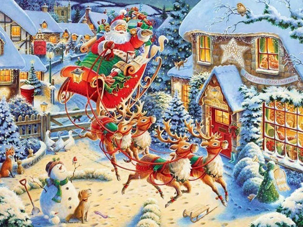 Christmas Santa Claus Elk Paint Number Paintings Oil Paint Crafts