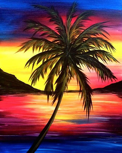 5D Diamond Painting coconut tree beach Paint with Diamonds Art Crystal Craft Decor AH2263