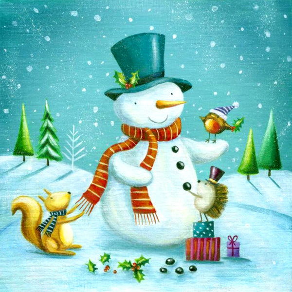 Snowman Setting Lantern, Christmas Diamond Painting