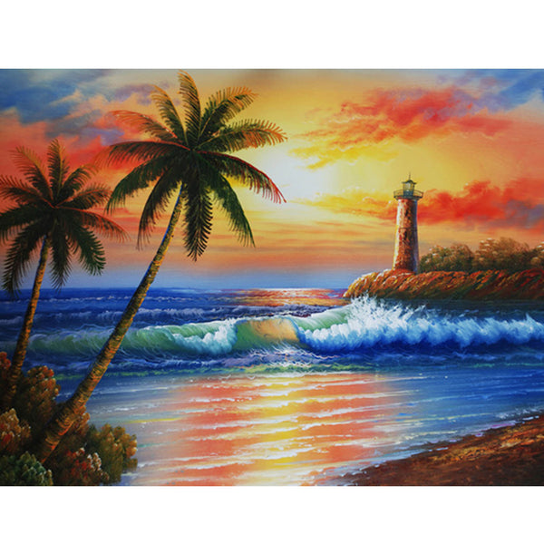 Diamond Painting - Beach, Palms, Sunset 