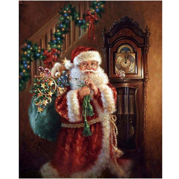 5D Diamond Painting Santa Claus and a Clock Paint with Diamonds Art Crystal Craft Decor
