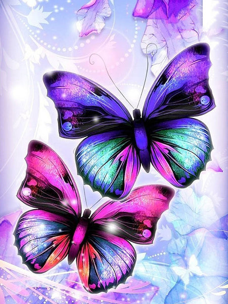 5D Diamond Painting Large Blue and Purple Butterfly in the Forest